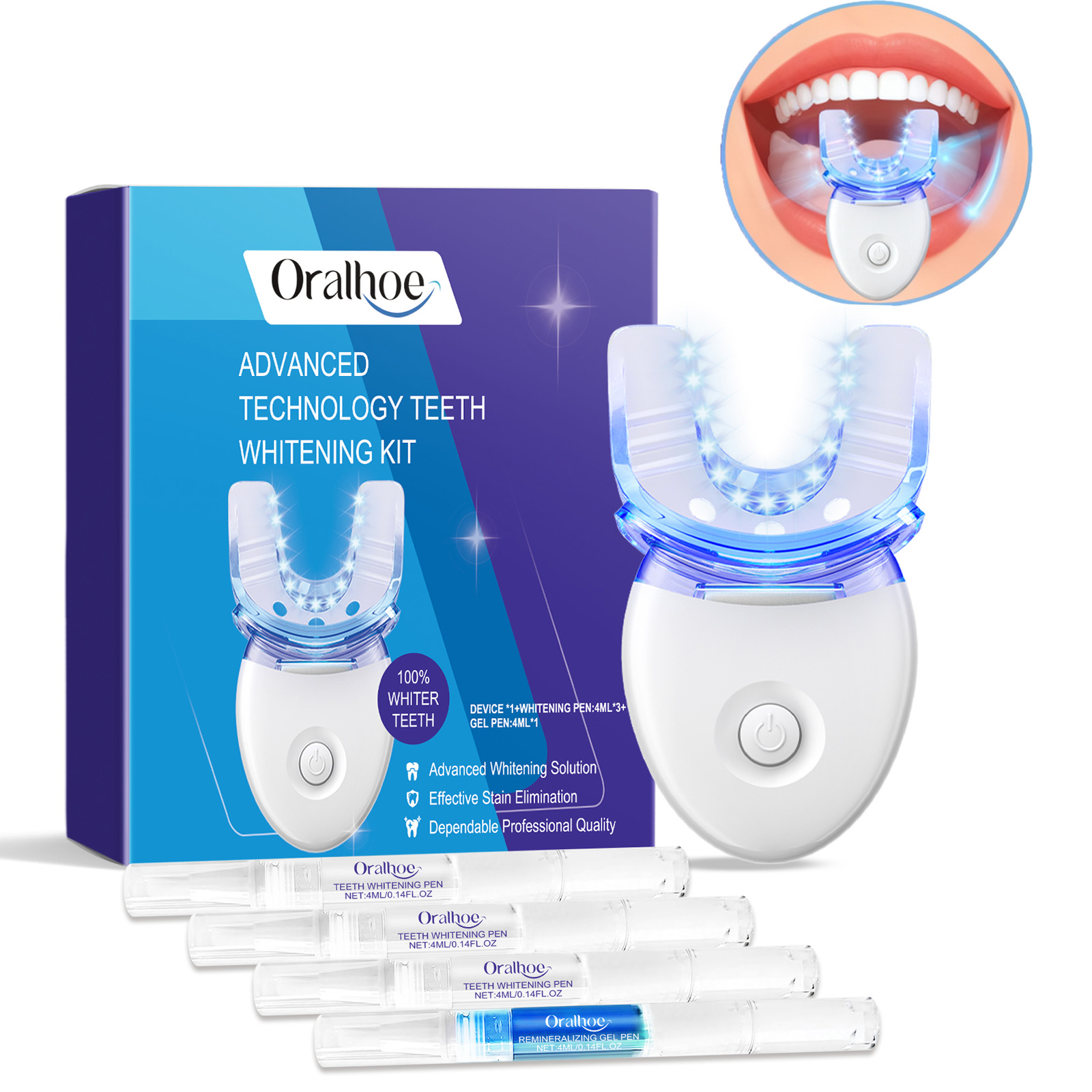 Teeth Whitening Mouthwash - طقم إضاءة LED لتبييض الأسنان الاحترافي