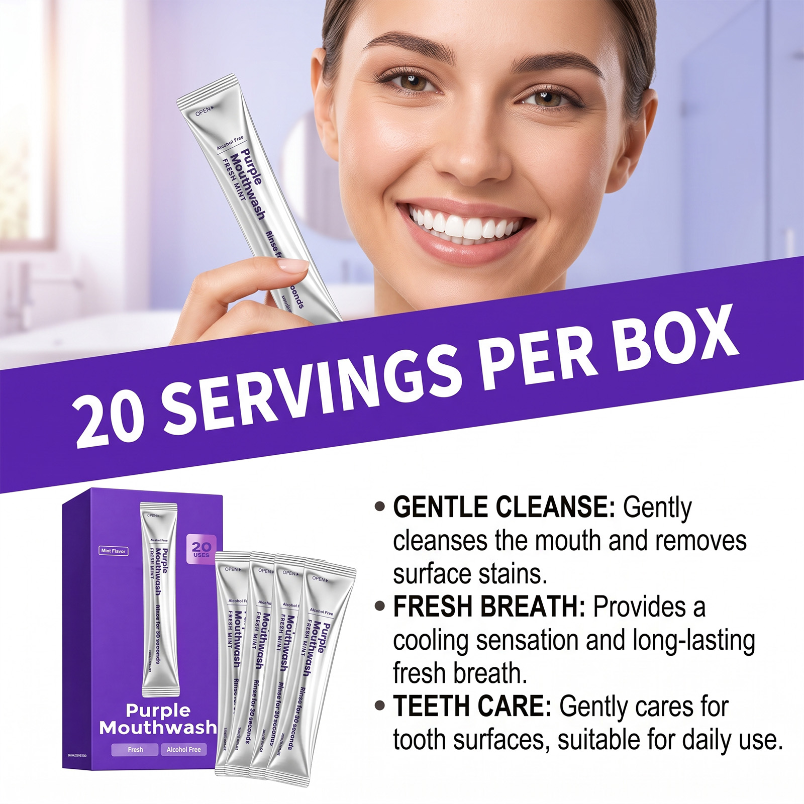عبوة من 20 قطعة غسول فم فوري ل - مراجعة Teeth Whitening Mouthwash وسعره